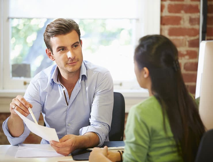 man and woman in a business meeting